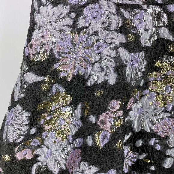 Marchesa Floral Jacquard Cocktail Dress Black Metallic‎ Fit and Flare Mini Sz 6 - Picture 4 of 8